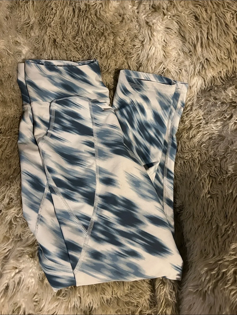Old Navy Blue and White Patterned Kids Leggings 10-12